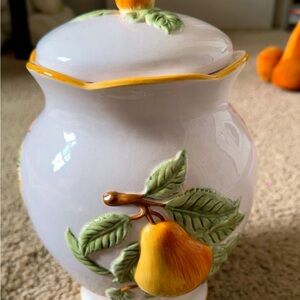 Ceramic Jar with Pear Design